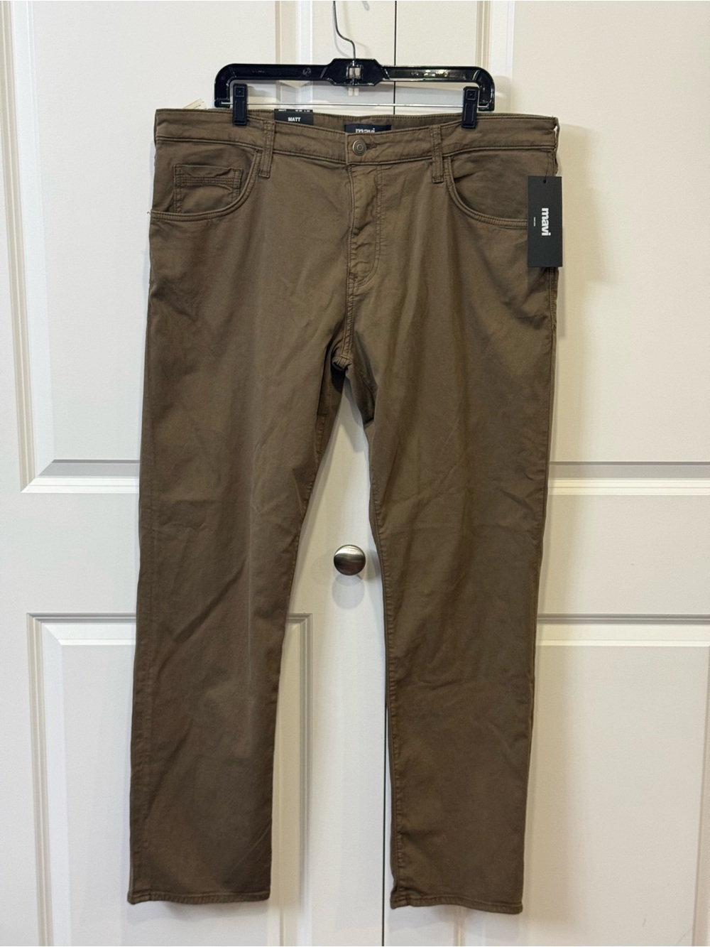Mavi Mens Matt Relaxed Straight Leg Pants 38x32 Olive Green Stretch Cotton NWT